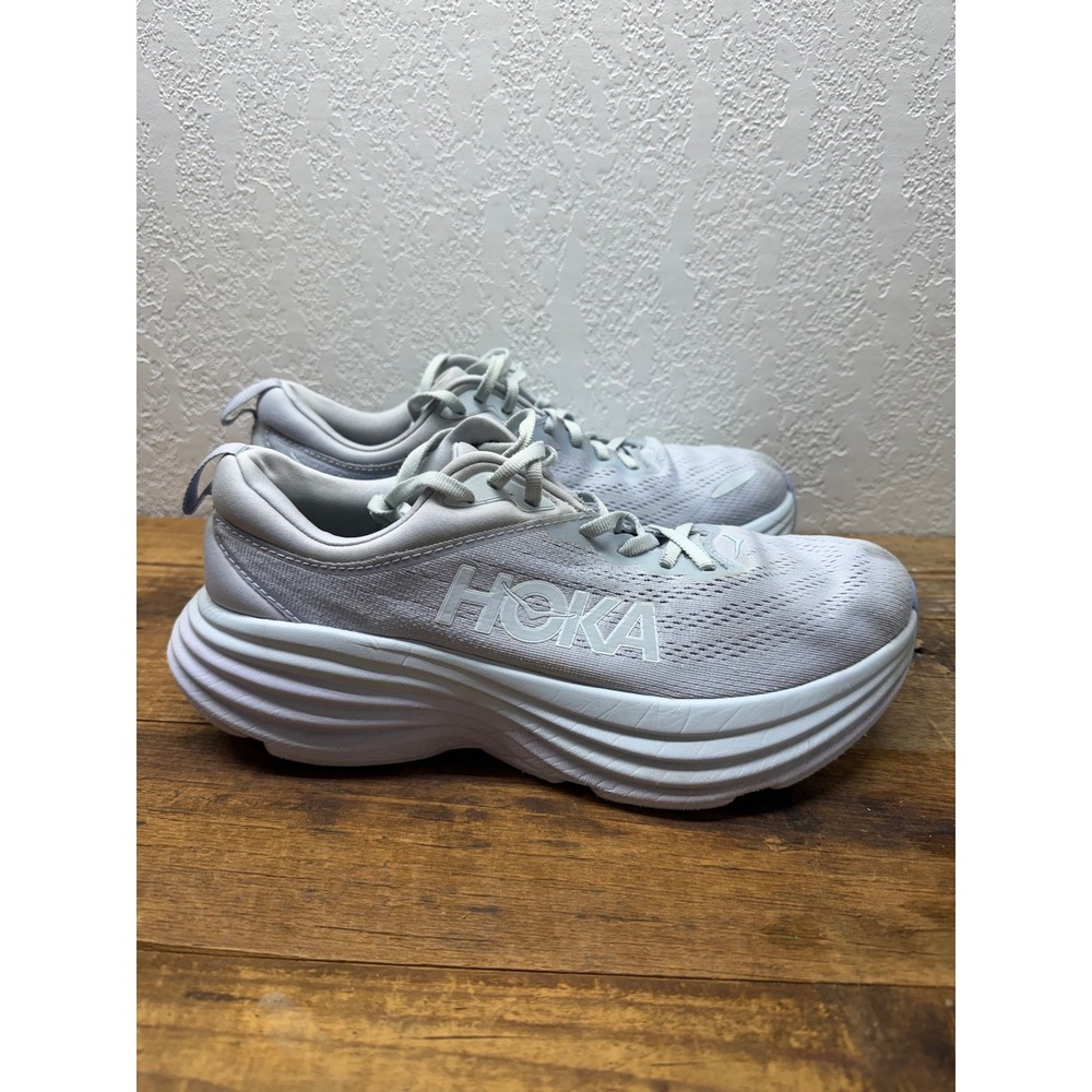 Hoka Bondi 8 Womens Running Shoes Grey Lilac 1127952 US 9B - Picture 2 of 7